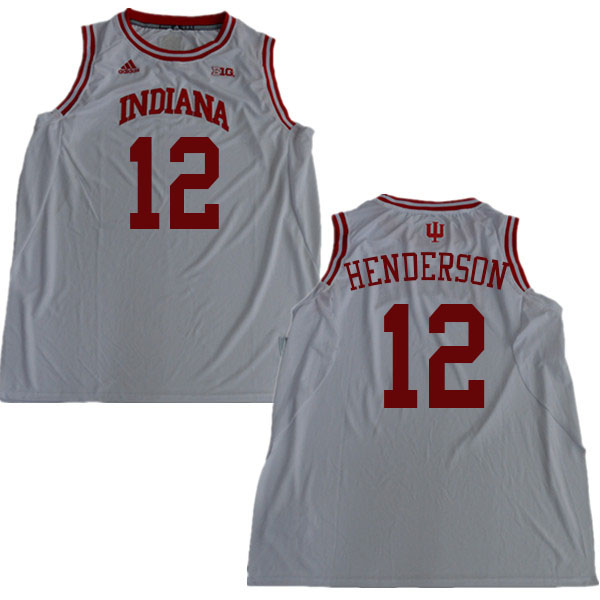 Men #12 Jacquez Henderson Indiana Hoosiers College Basketball Jerseys Sale-White - Click Image to Close